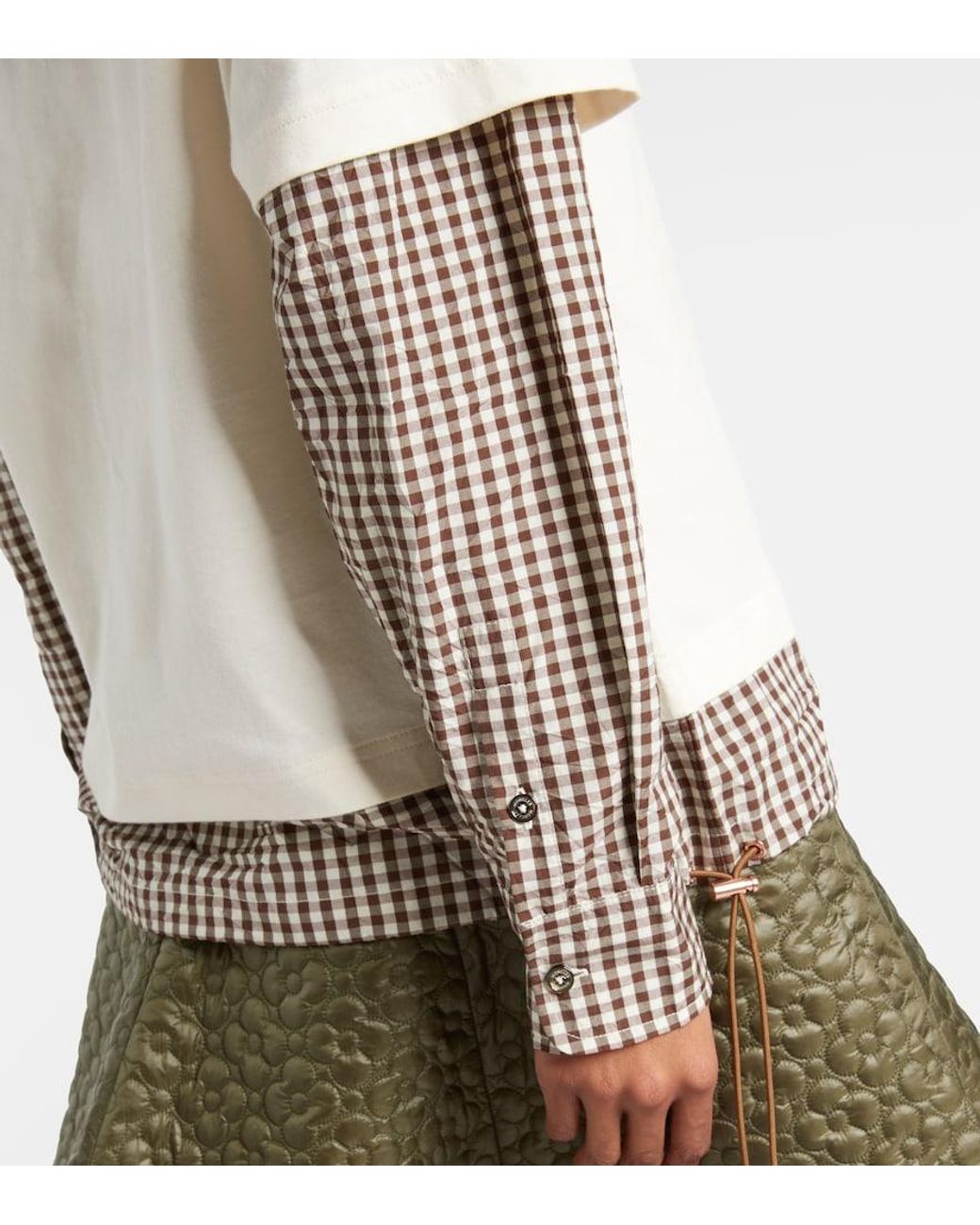 Moncler White Checked Cotton Jersey T-Shirt