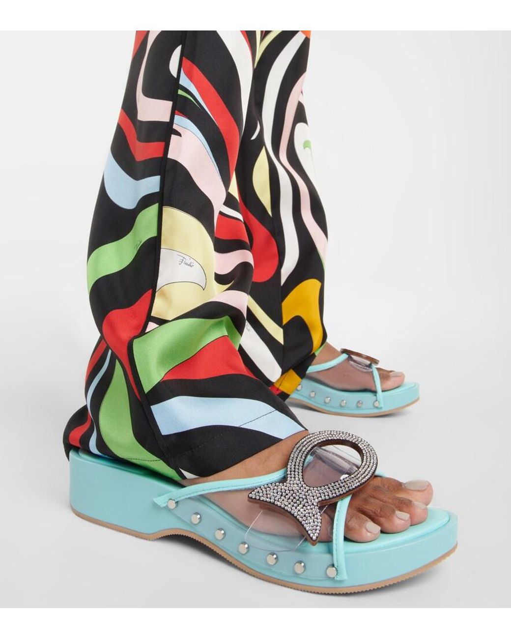 Emilio Pucci Blue Musa Crystal-Embellished Pvc Clogs
