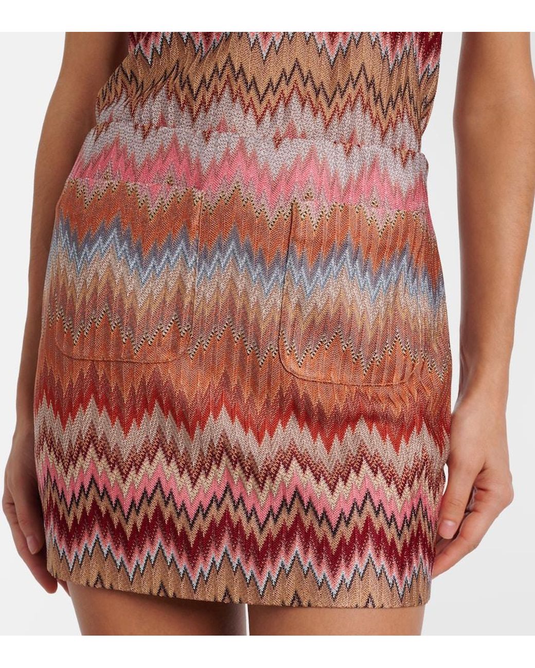 Missoni Red Zigzag Lame Miniskirt