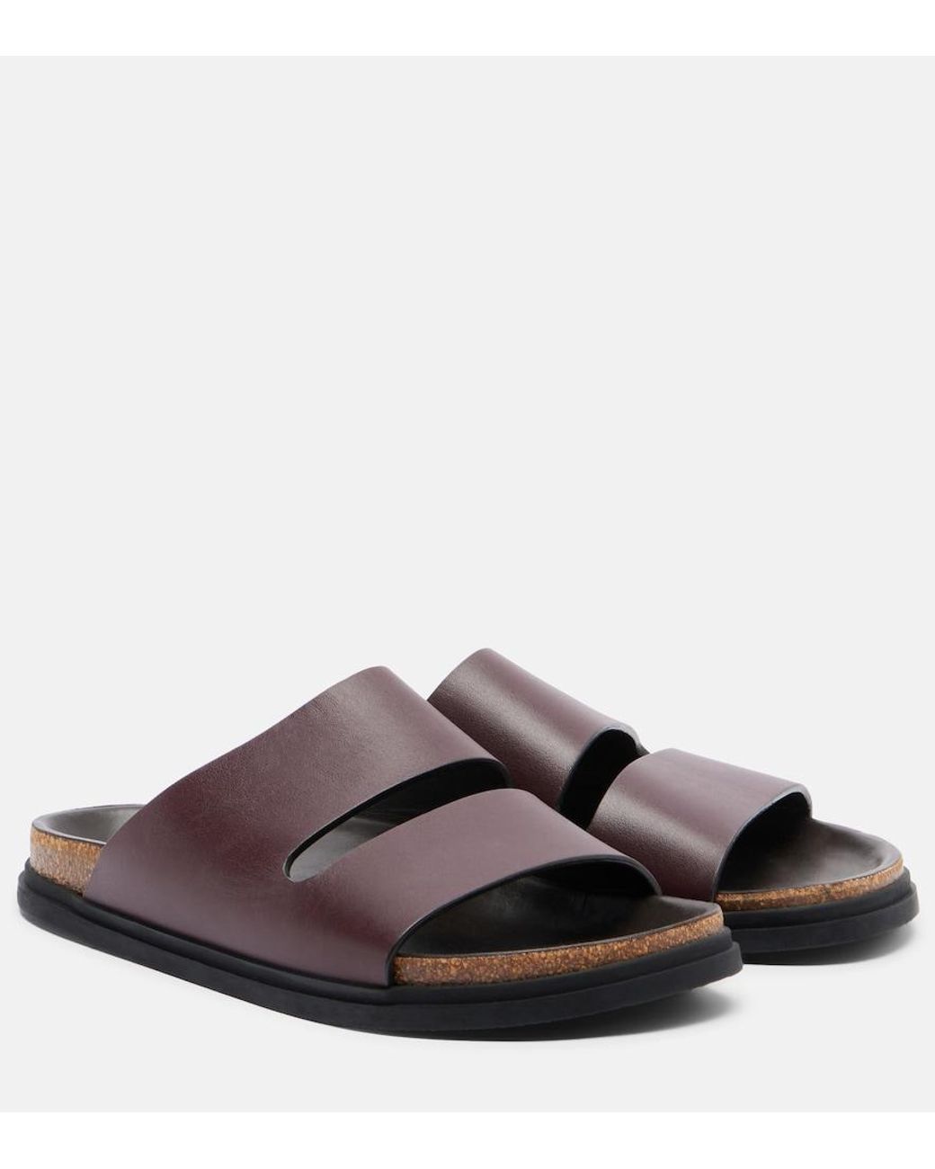 The Row Brown Band Leather Slides