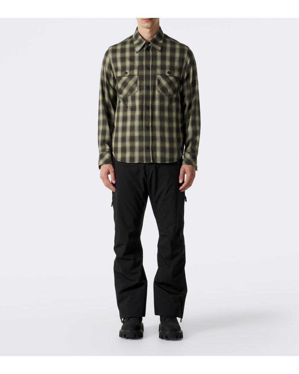 Moncler Green Plaid Cotton-Blend Shirt for men