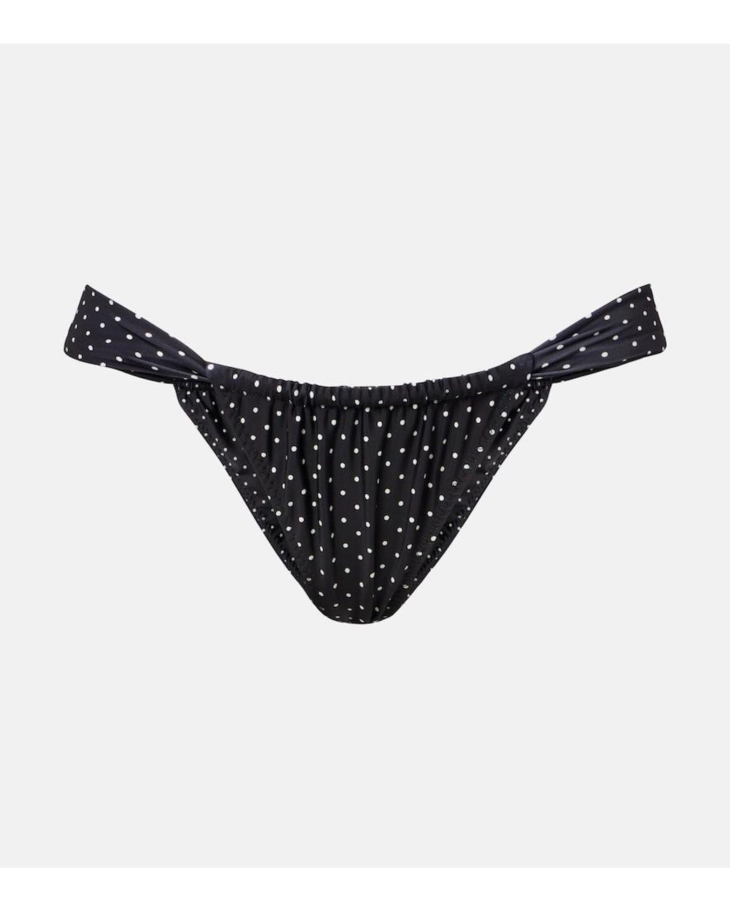 SAME Black Polka-Dot Ruched Bikini Bottoms