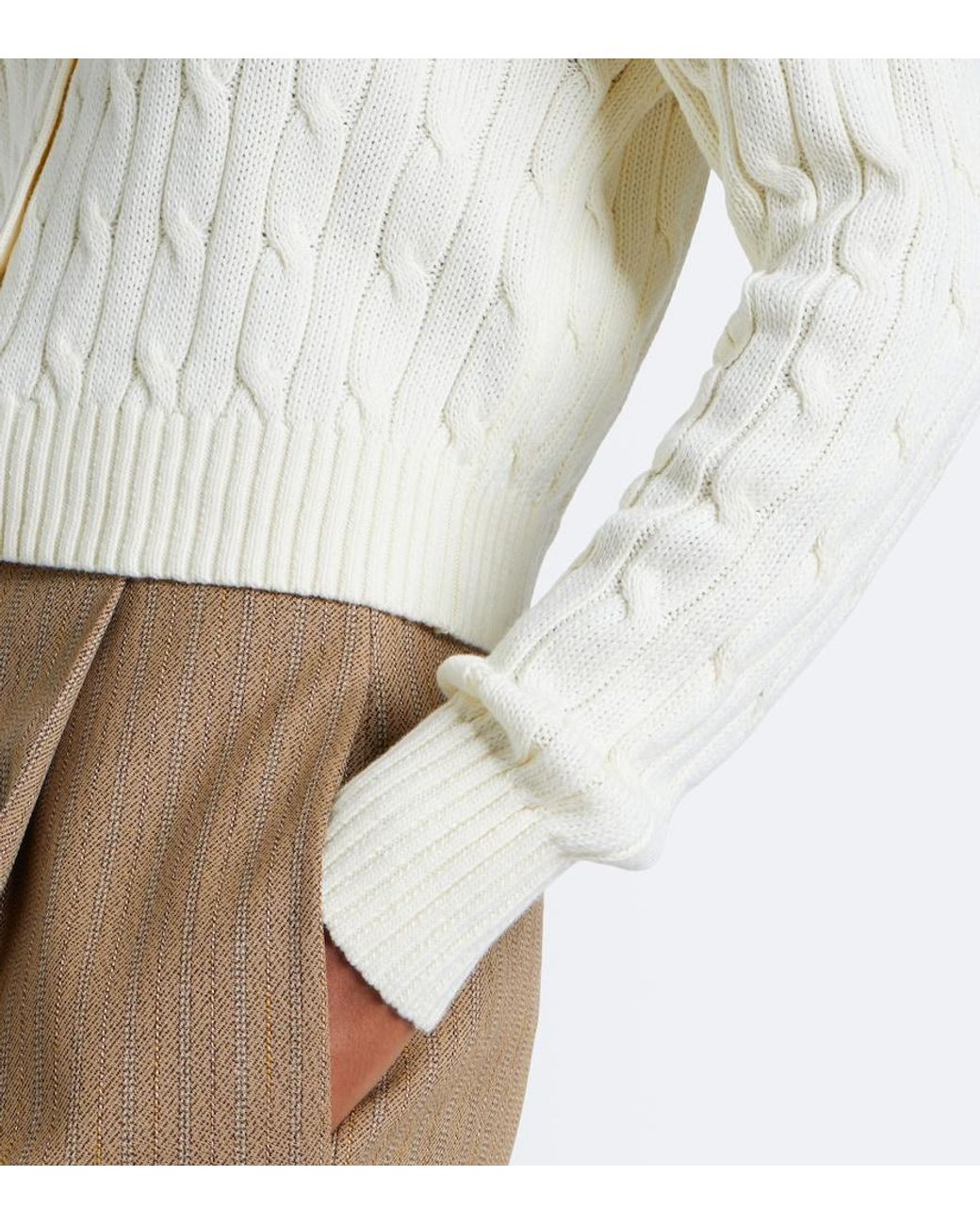 Polo Ralph Lauren White Cable-Knit Cotton Cardigan