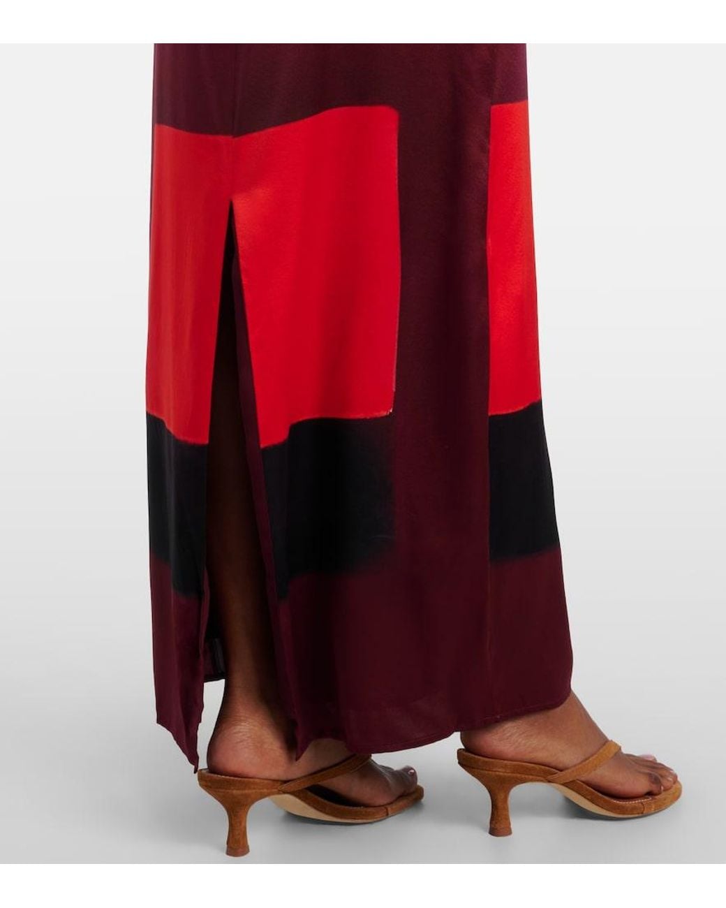 Staud Red Mae Printed Silk-Blend Maxi Dress