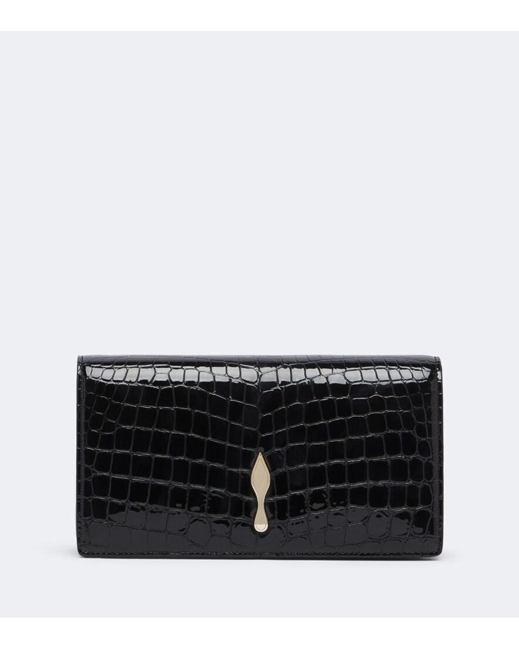 Christian Louboutin Black Bettina Croc-Effect Patent Leather Clutch