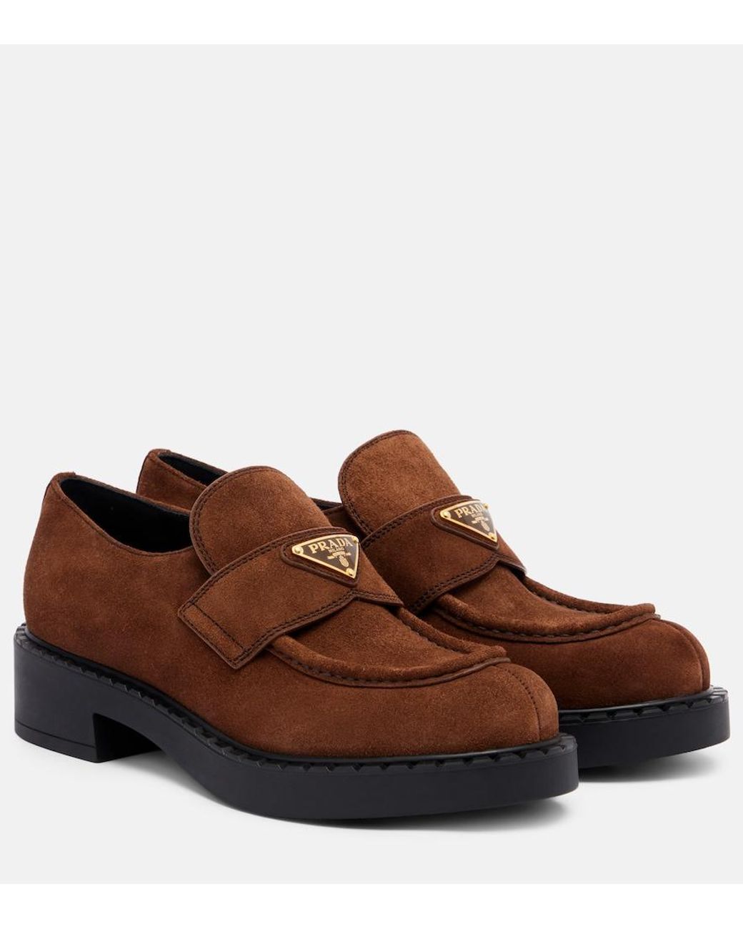 Prada Brown Chocolate Suede Loafers