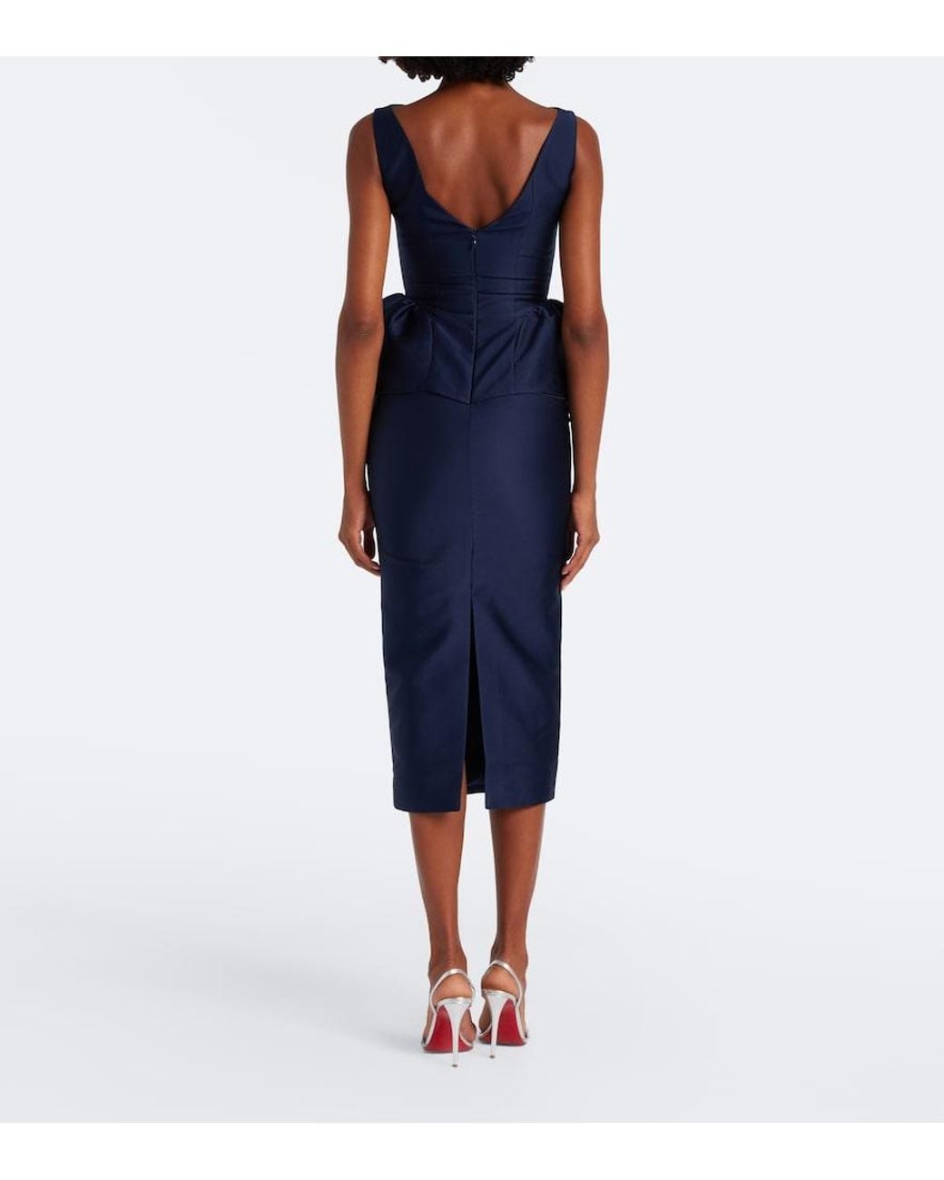Roland Mouret Blue Peplum Taffeta Cocktail Dress
