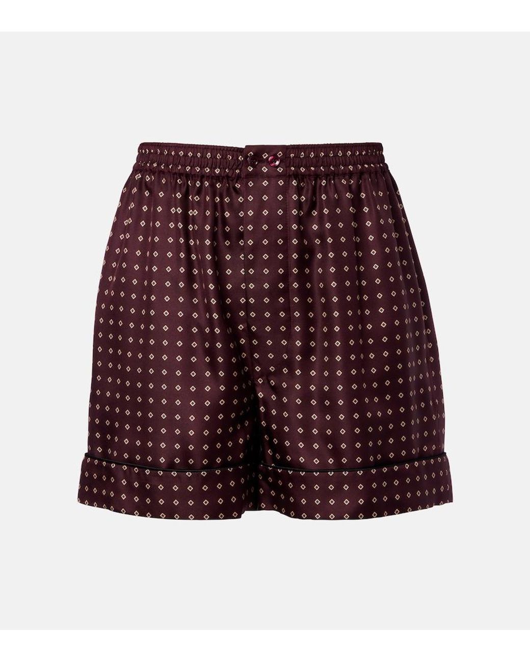 Saint Laurent Red Printed Silk Satin Shorts
