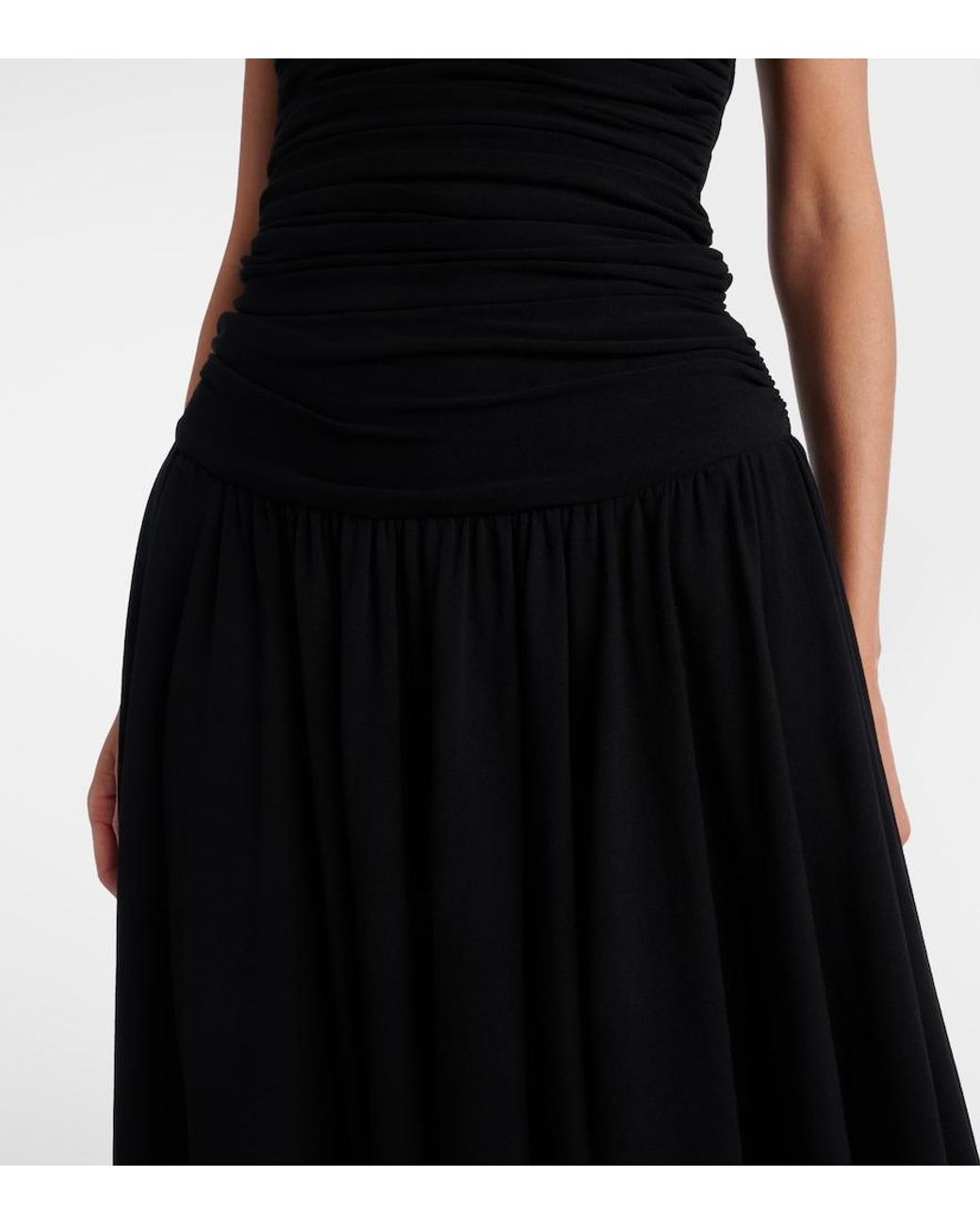 Magda Butrym Black Crochet-Trimmed Jersey Cocktail Dress