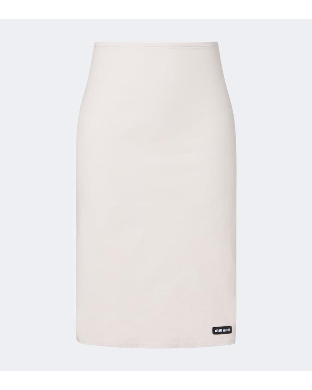 Miu Miu White Cotton-Blend Poplin Pencil Skirt