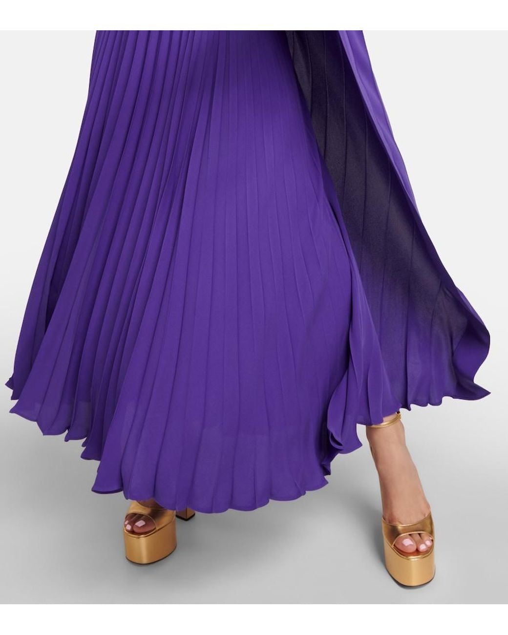 Valentino Purple Pleated Silk Gown