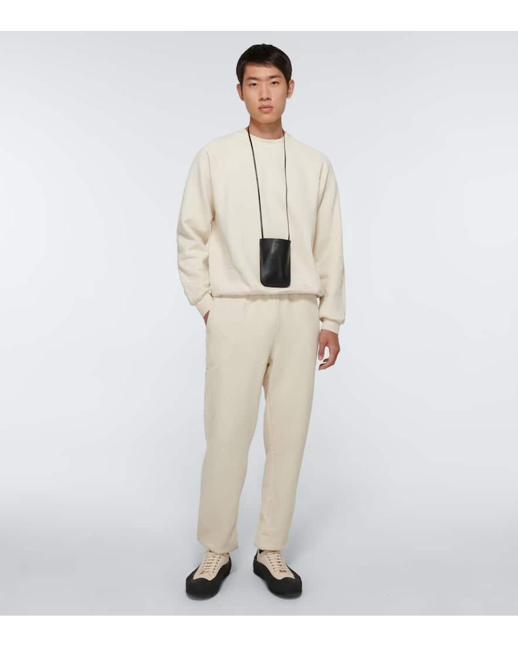 Les Tien White Cotton Sweatpants for men