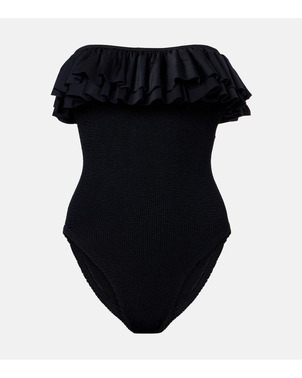Hunza G Black Eloise Ruffled Swimsuit