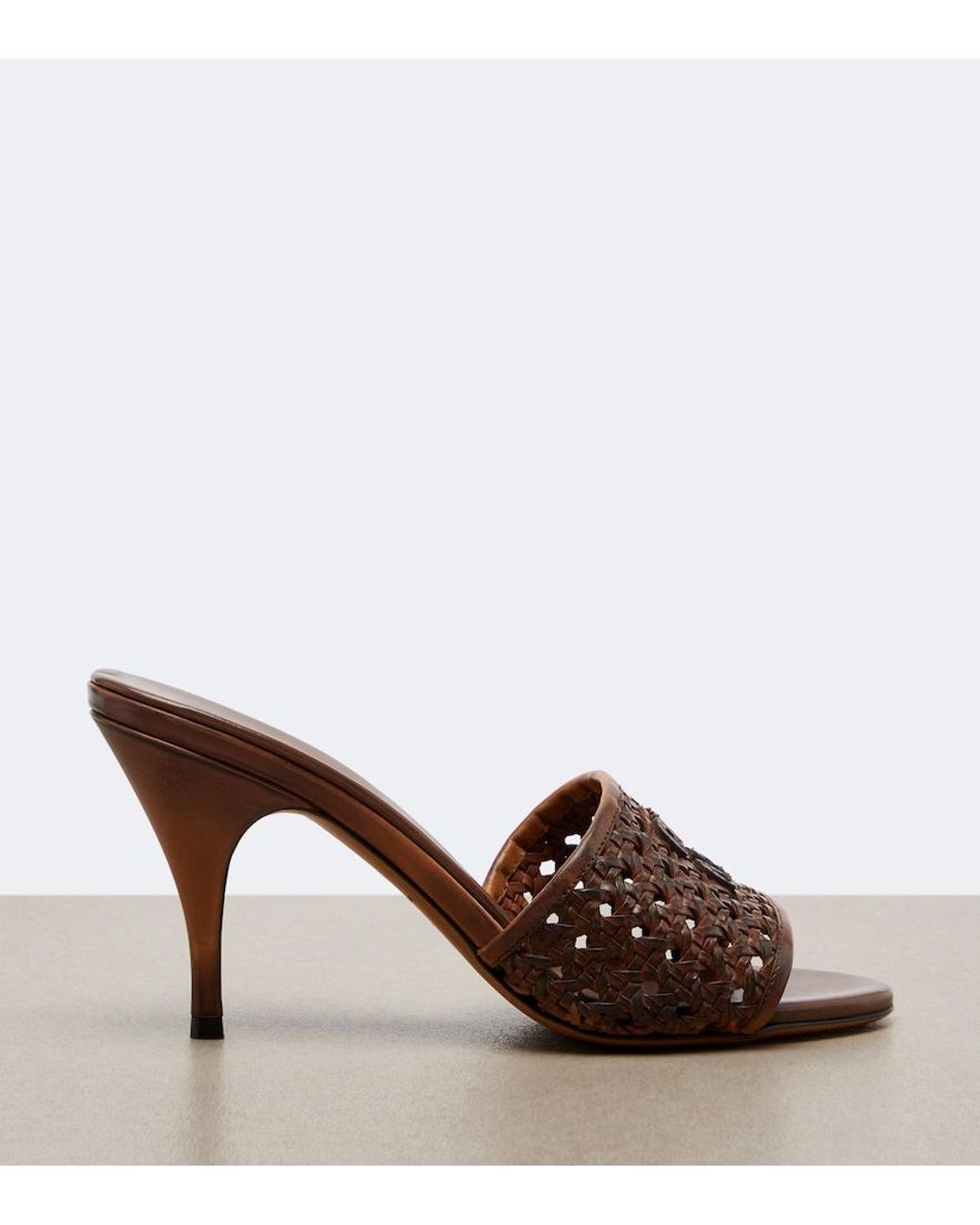 Miu Miu Brown Woven Leather Mules