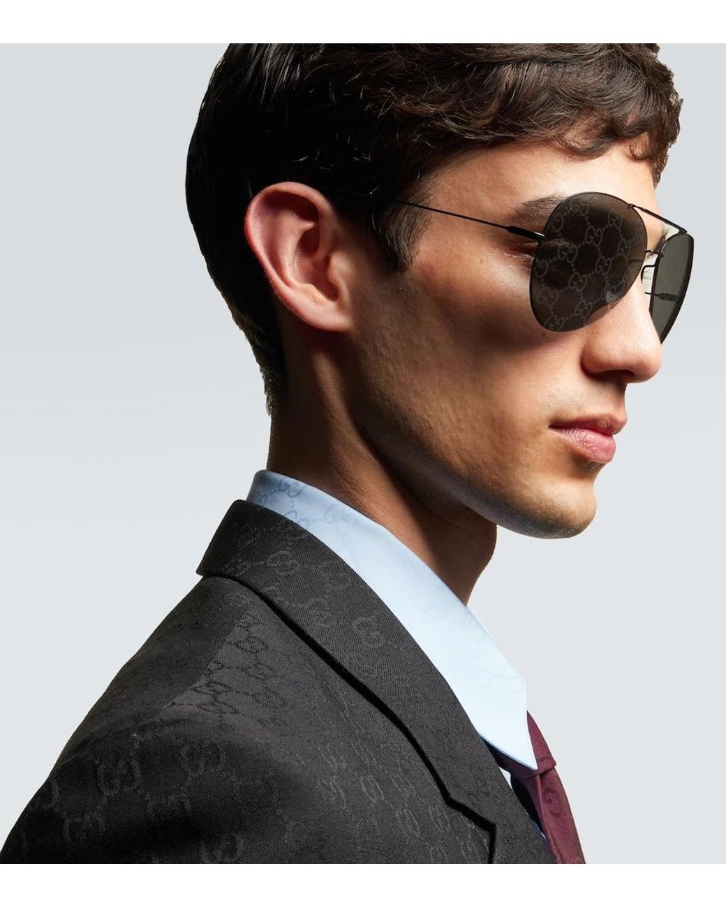 Gucci Gray Gg Aviator Sunglasses for men