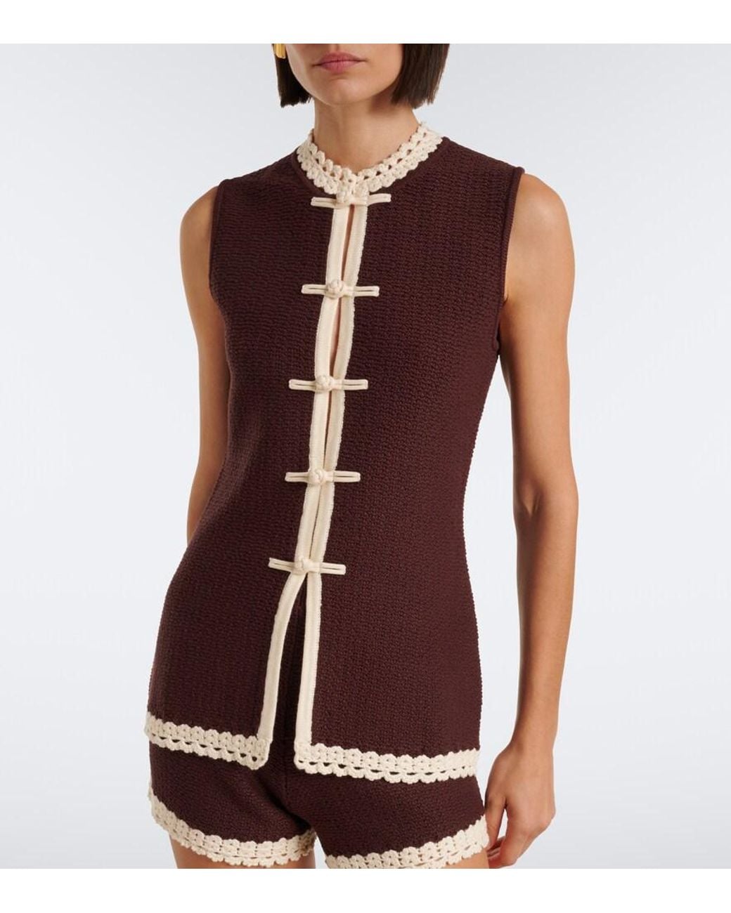 Posse Purple Hattie Crochet-Trimmed Top