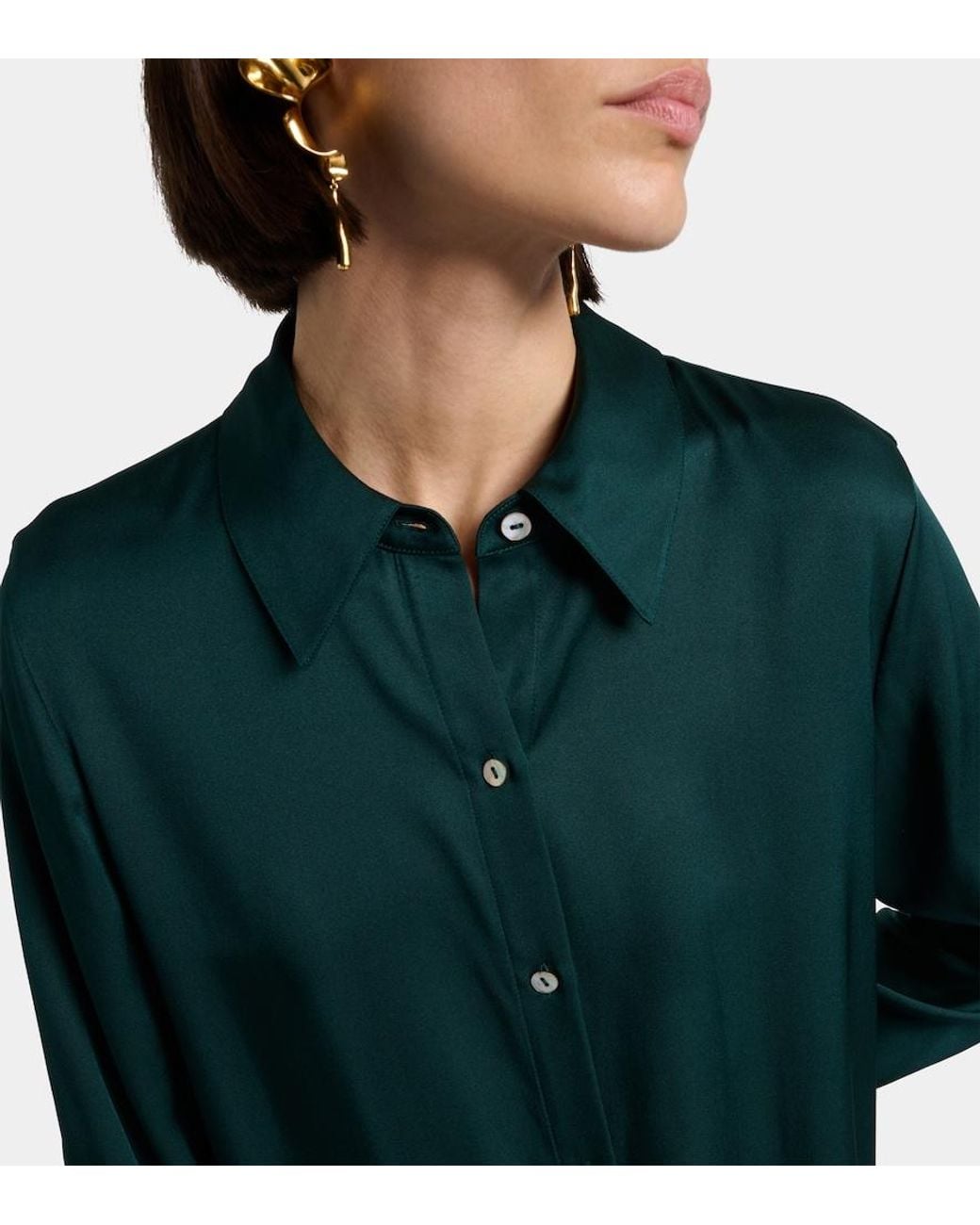 Vince Green Silk-Blend Satin Shirt