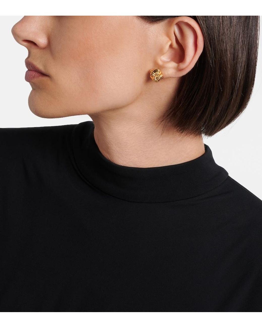 Bottega Veneta White Knot 18Kt-Plated Sterling Earrings