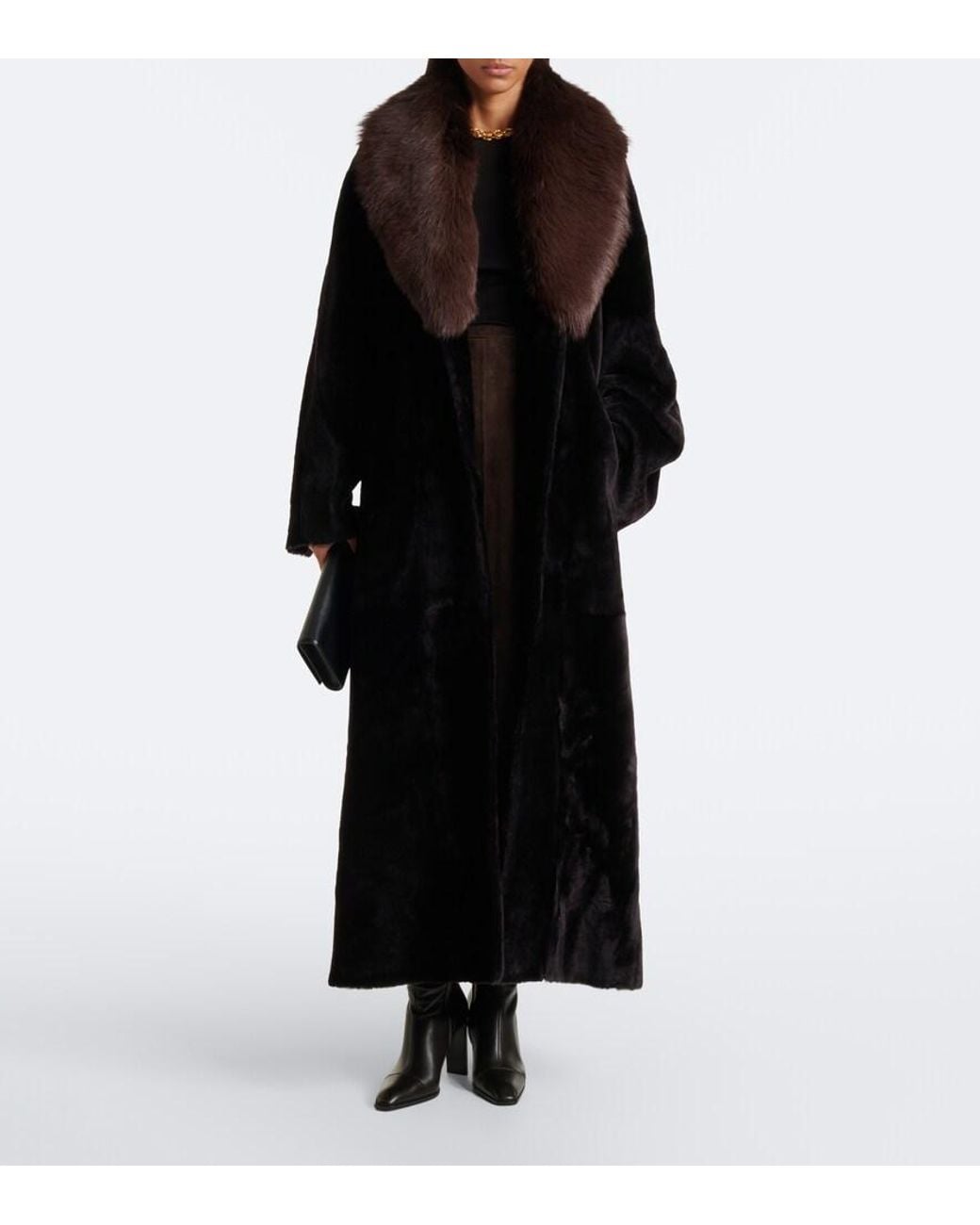 Nour Hammour Black Astoria Shearling Coat