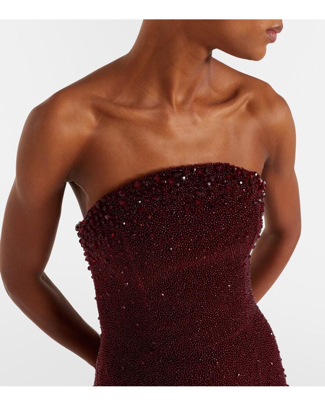 Clio Peppiatt Purple Tina Embellished Strapless Gown