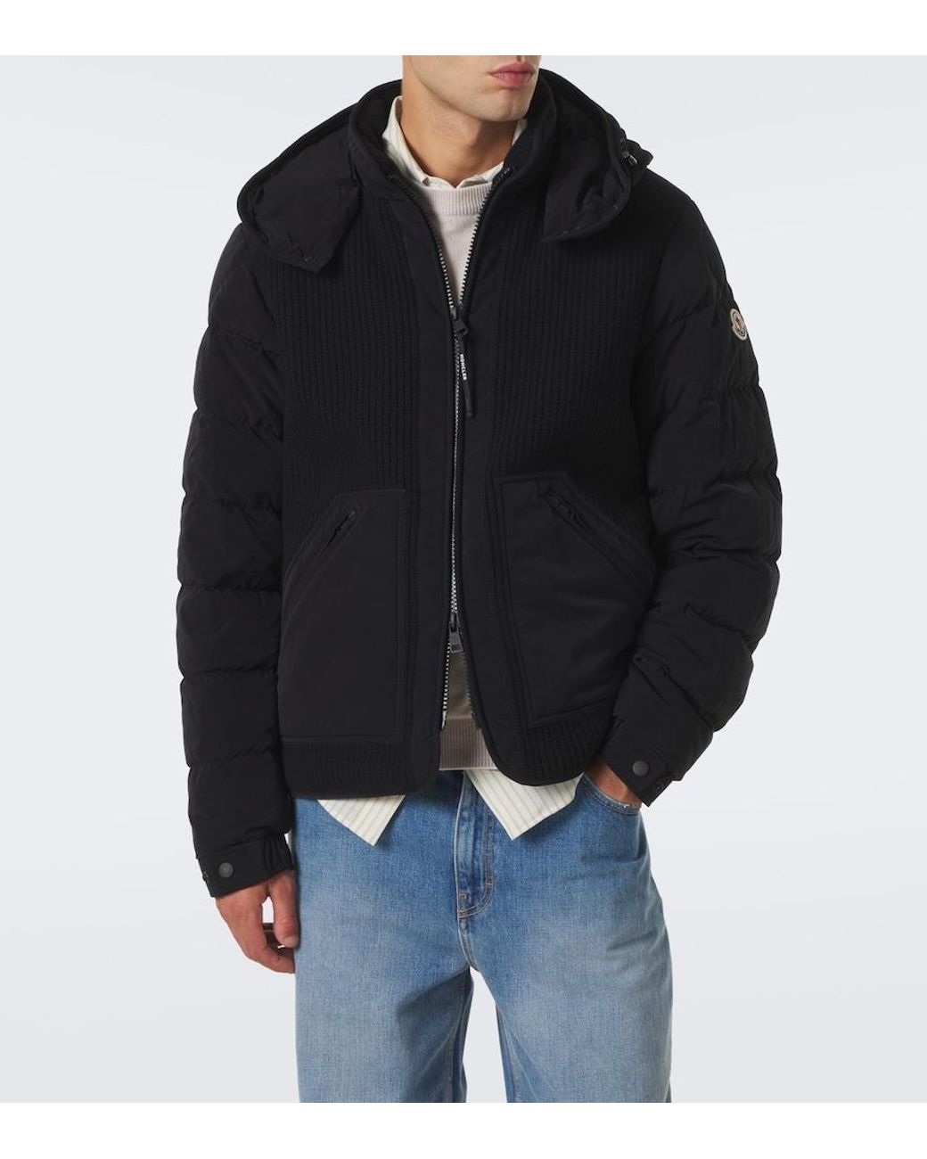 Moncler Black Pelat Hooded Down Jacket for men