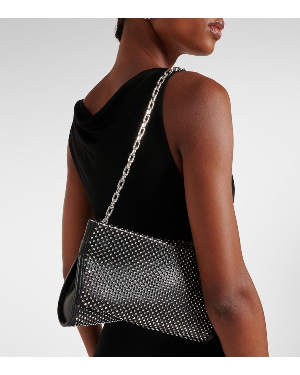 Christian Louboutin Black Loubitwist Small Strass Clutch Bag
