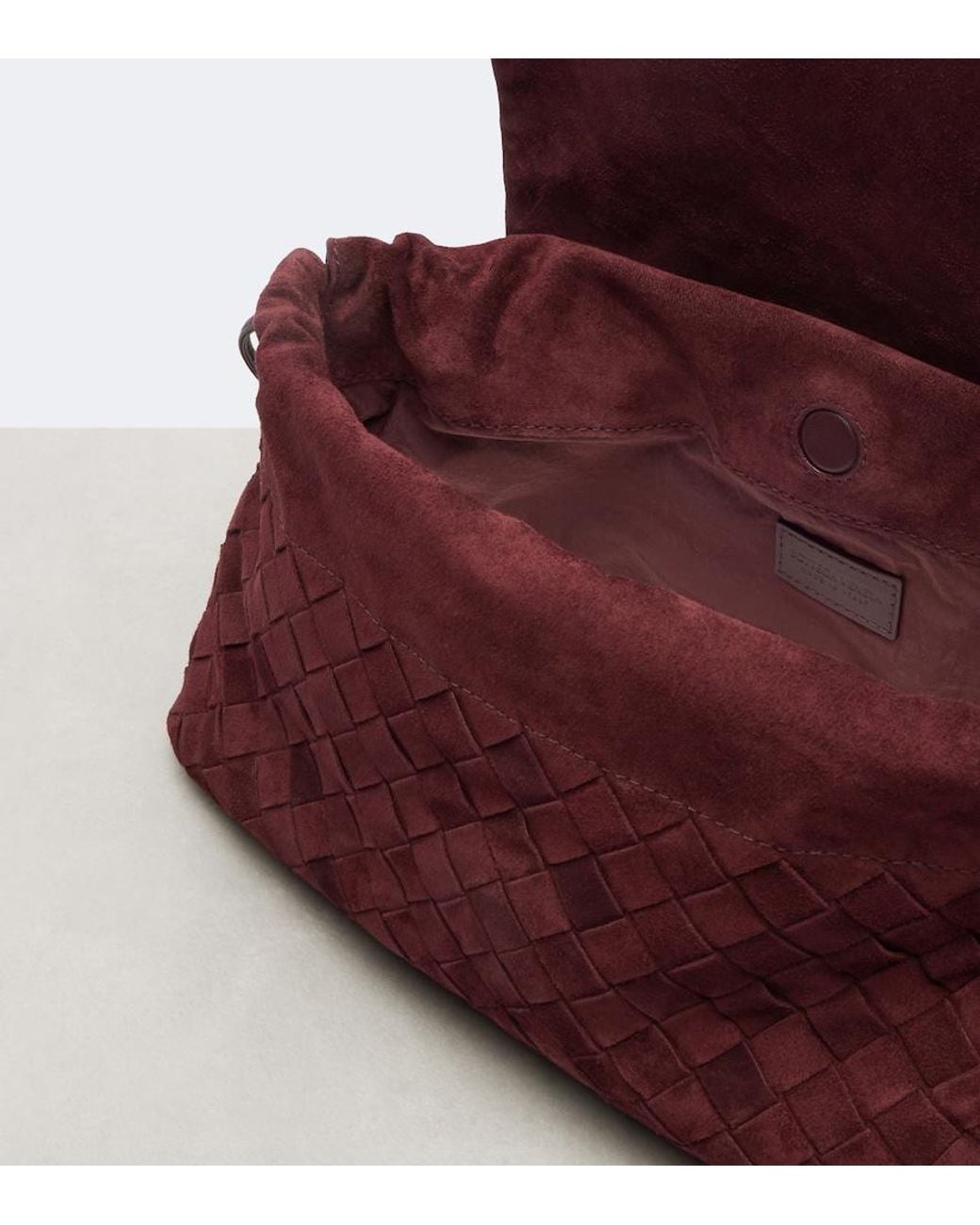 Bottega Veneta Red Giorno Intrecciato Suede Shoulder Bag