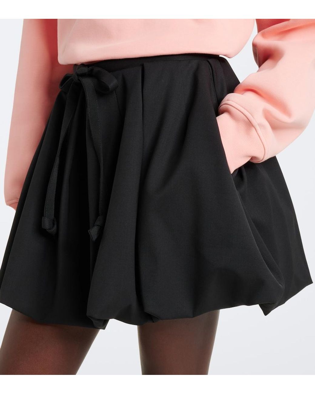 Patou Black Wool-Blend Miniskirt