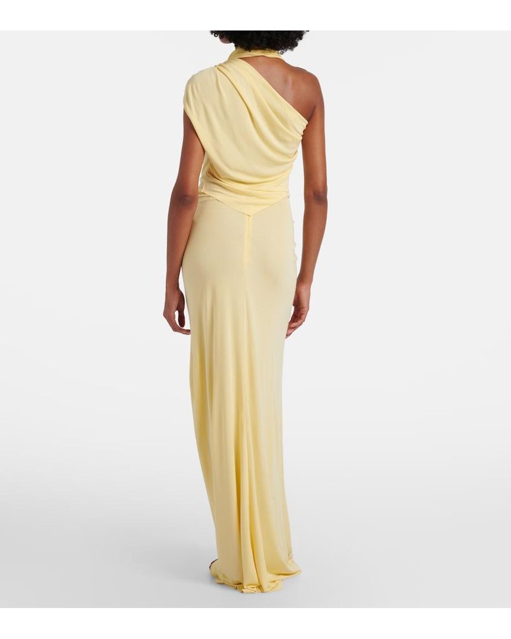 Christopher Esber Metallic Bezel Quartz Gathered Jersey Maxi Skirt