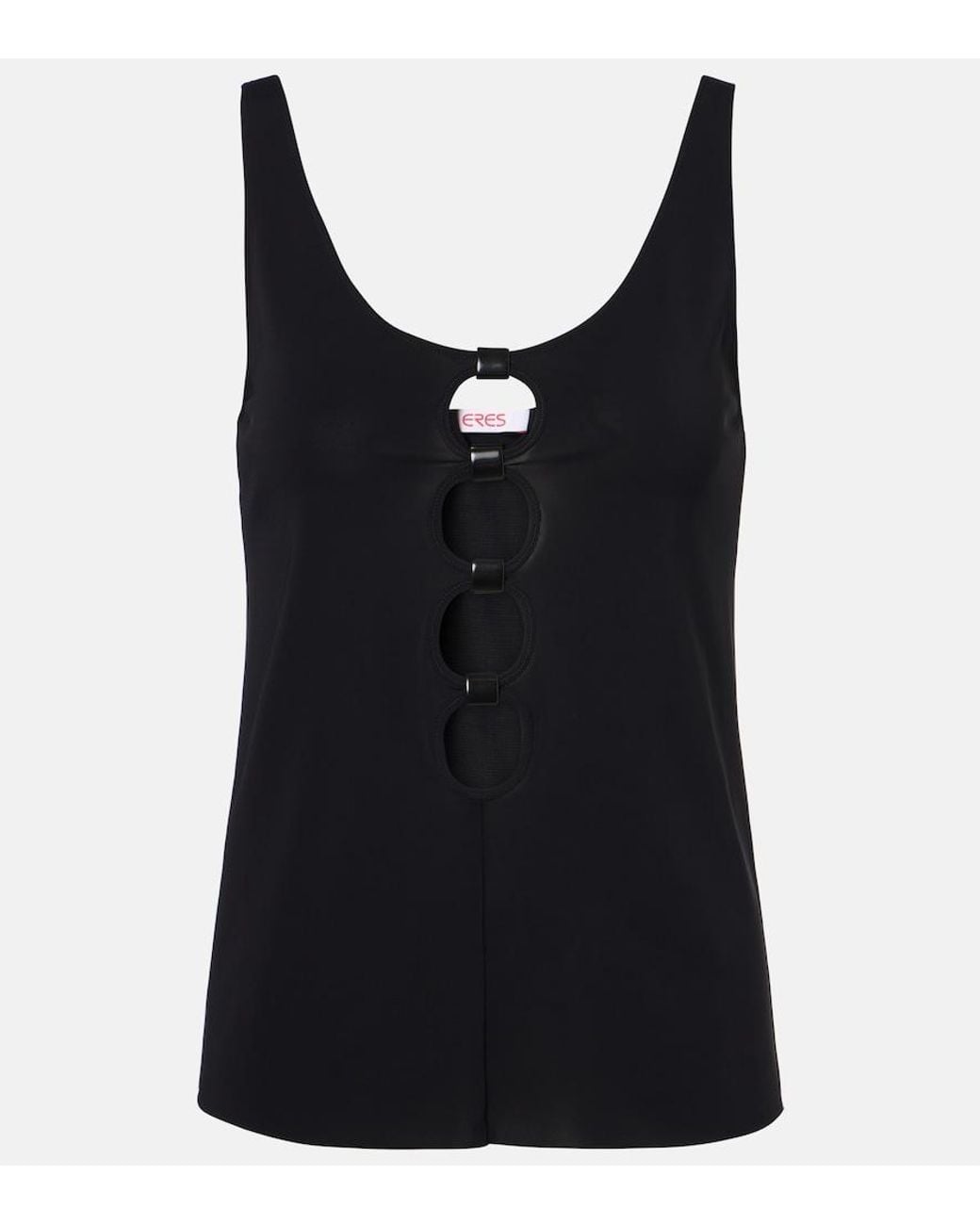 Eres Black Curl Cutout Jersey Top