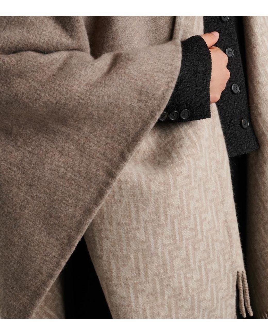 Fendi Brown Reversible Wool And Cashmere Poncho