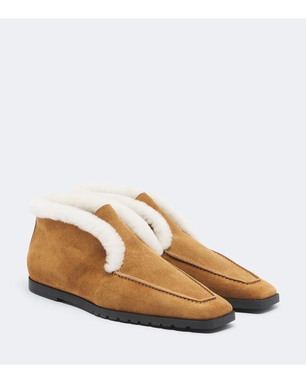 Totême Brown Shearling-Lined Suede Ankle Boots