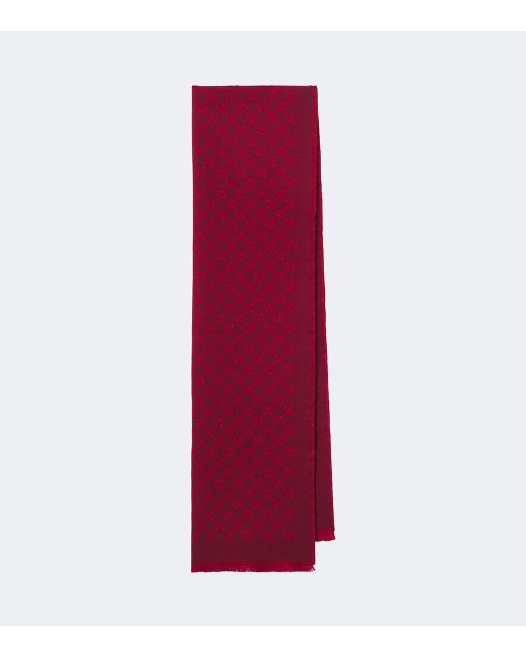 Gucci Red Gg Jacquard Wool-Blend Lame Scarf