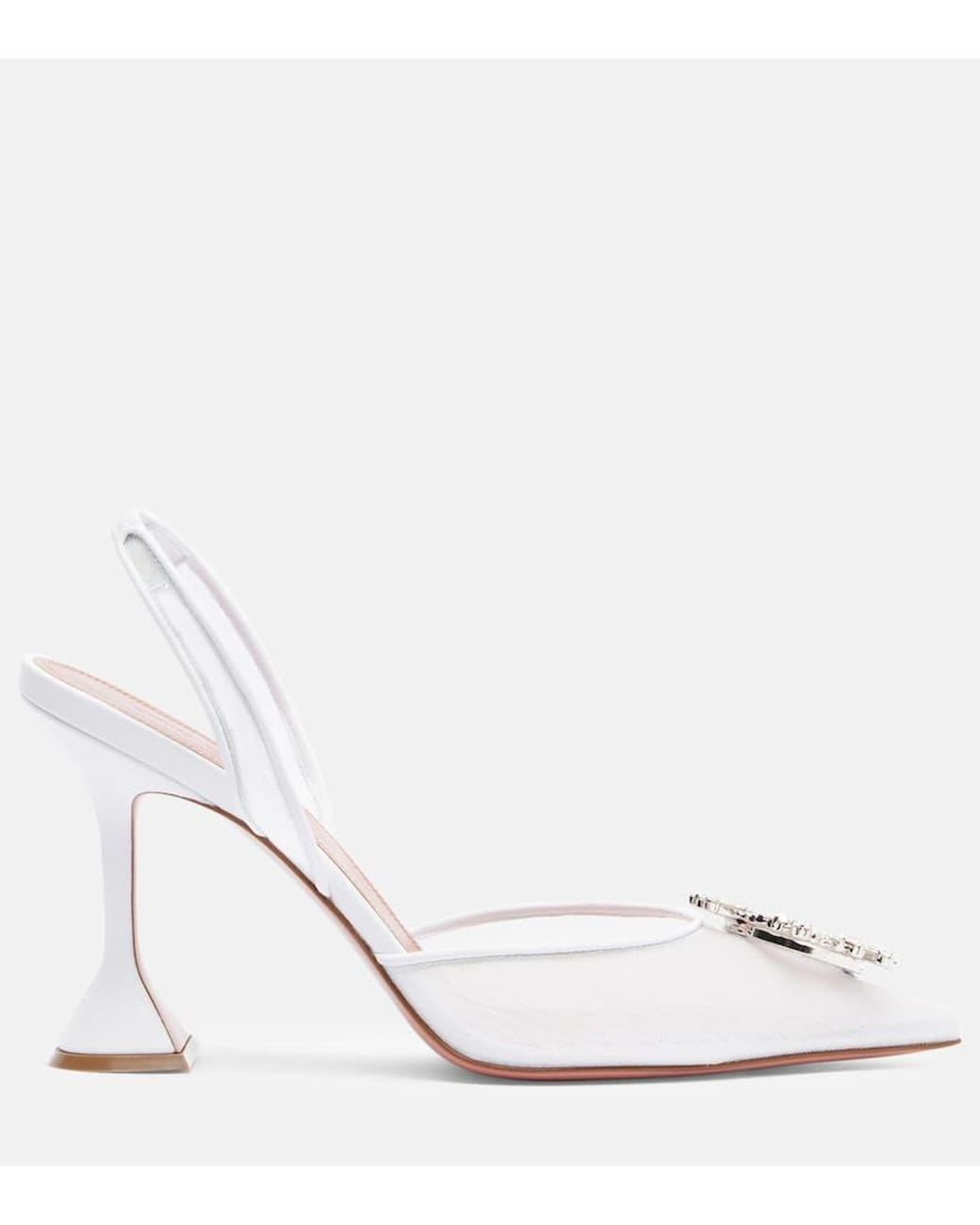 AMINA MUADDI White Begum 95 Mesh Slingback Pumps