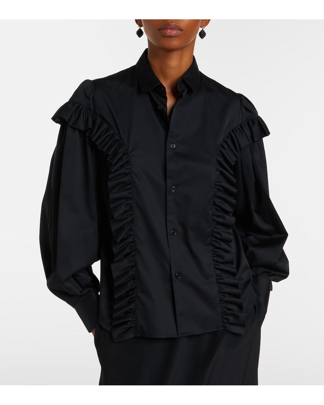 Noir Kei Ninomiya Blue Ruffled Cotton Shirt