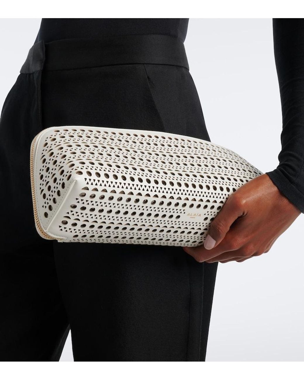 Alaïa Metallic Delta Vienne Leather Clutch