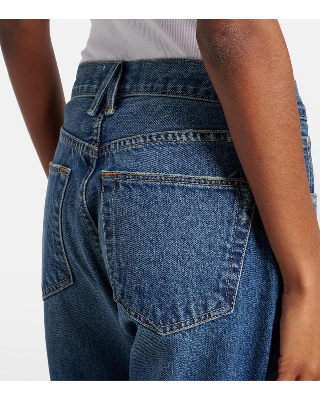 SLVRLAKE Denim Blue Amber Mid-Rise Slim Jeans