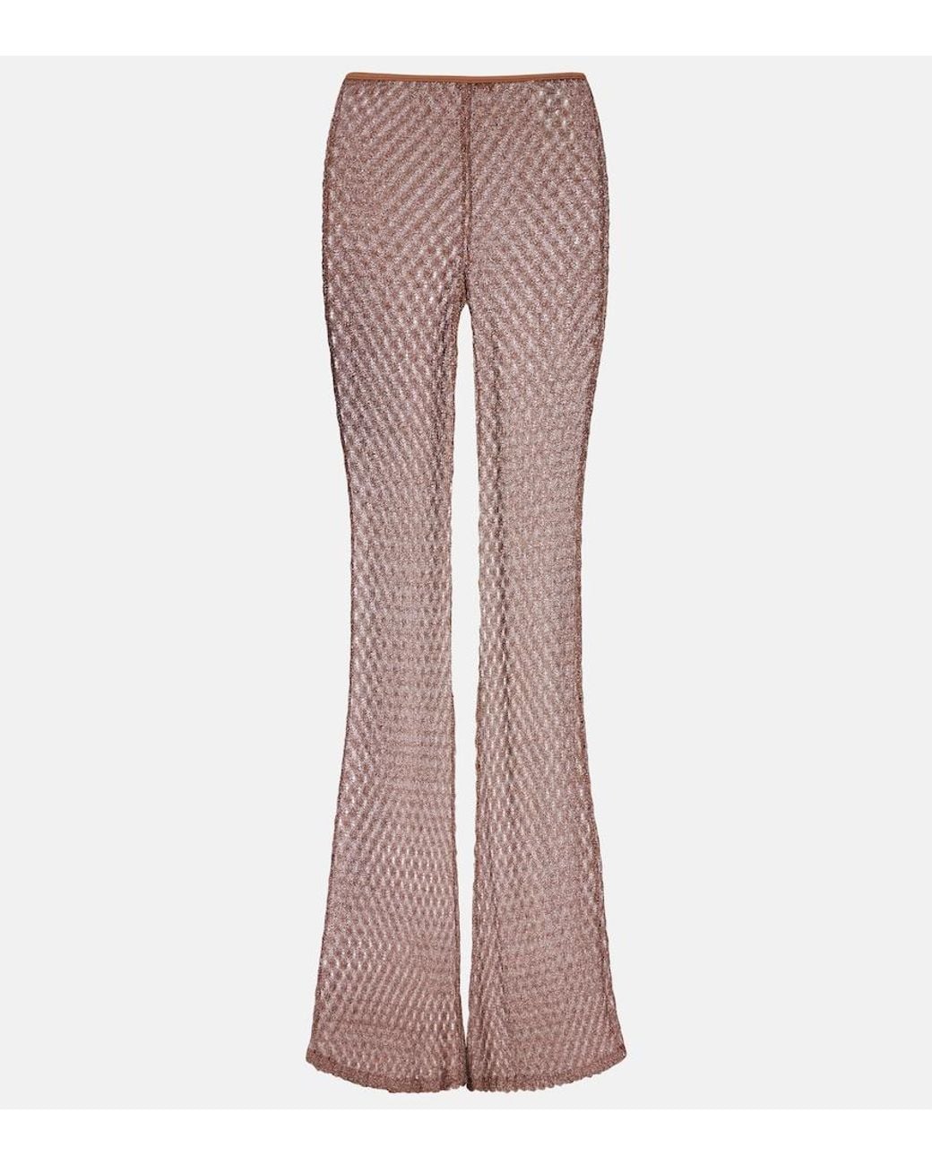Missoni Brown Open-Knit Lame Flared Pants