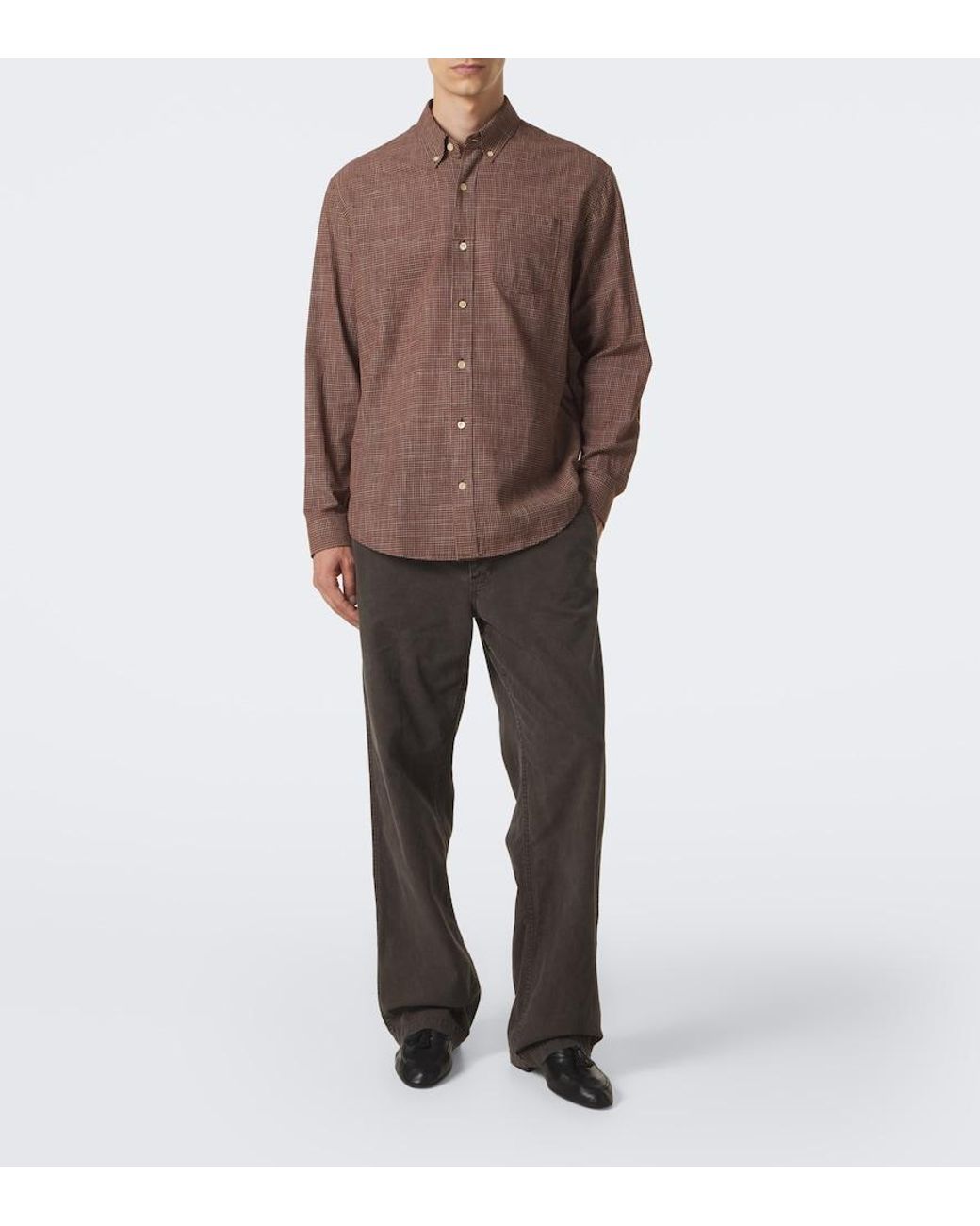 The Row Brown Pompeo Checked Cotton Flannel Shirt for men