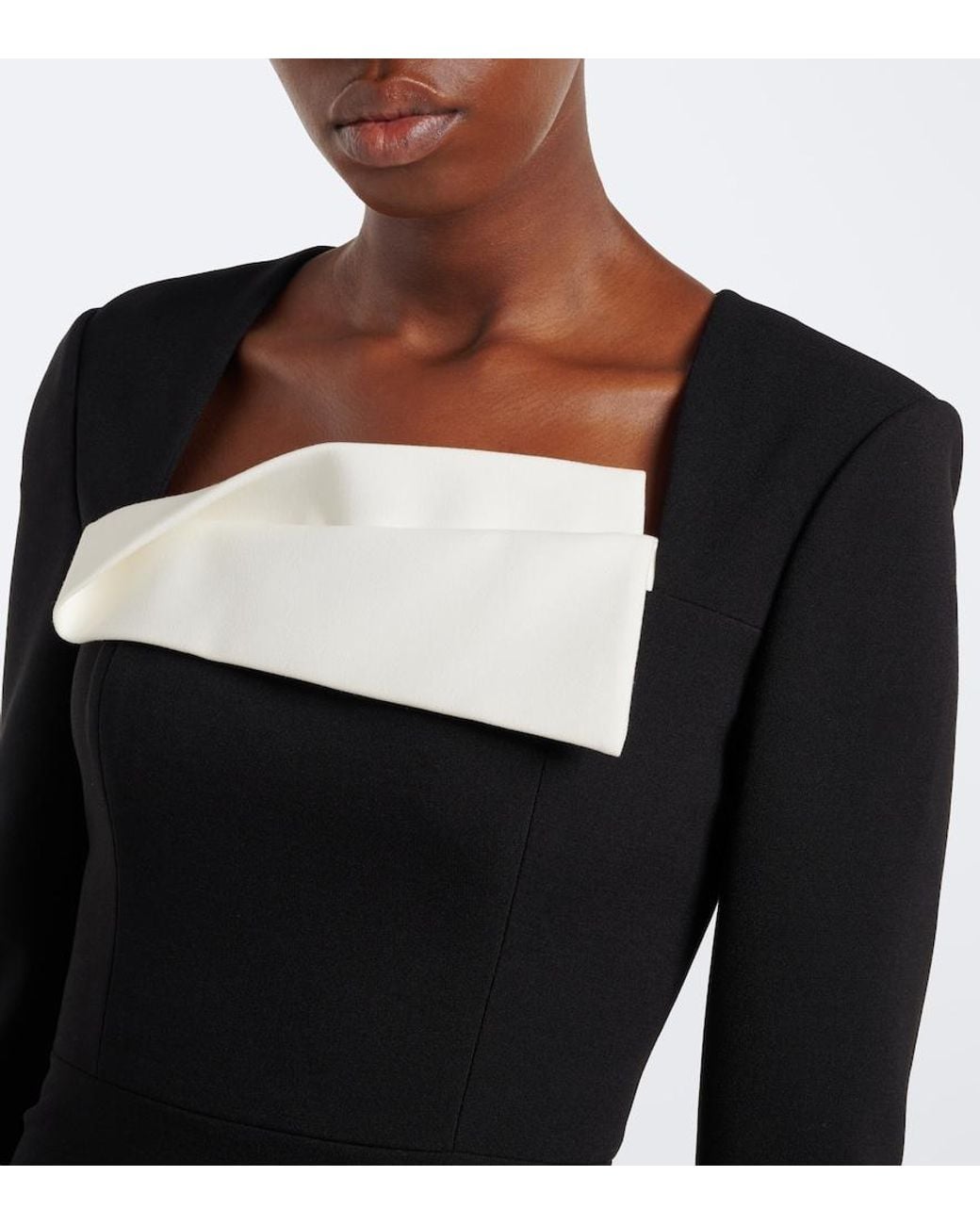 Roland Mouret Black Paneled Crepe Cocktail Dress