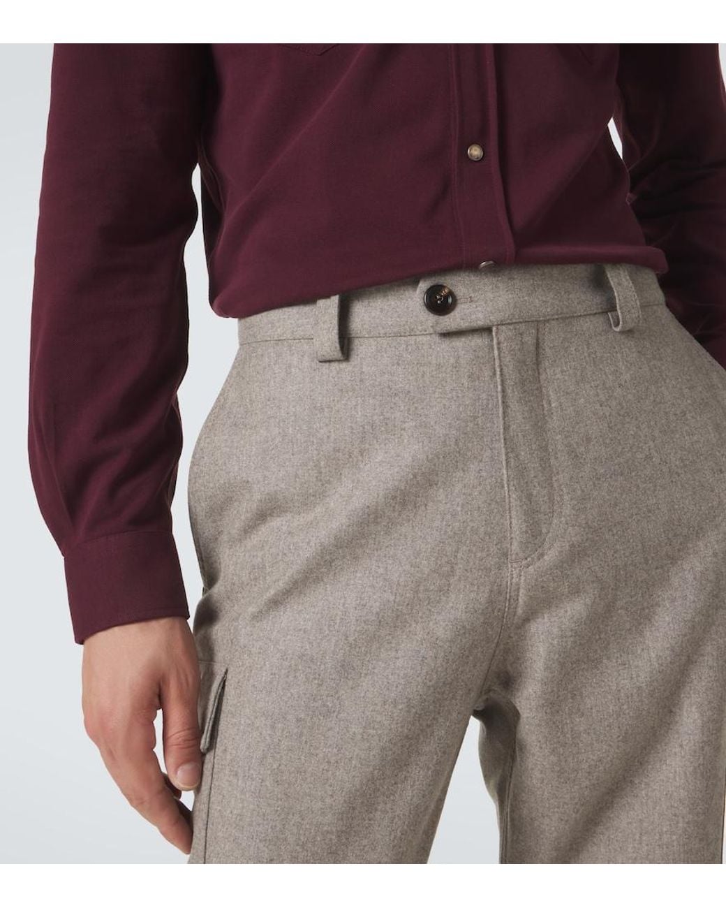Brunello Cucinelli Gray Wool Tapered Pants for men