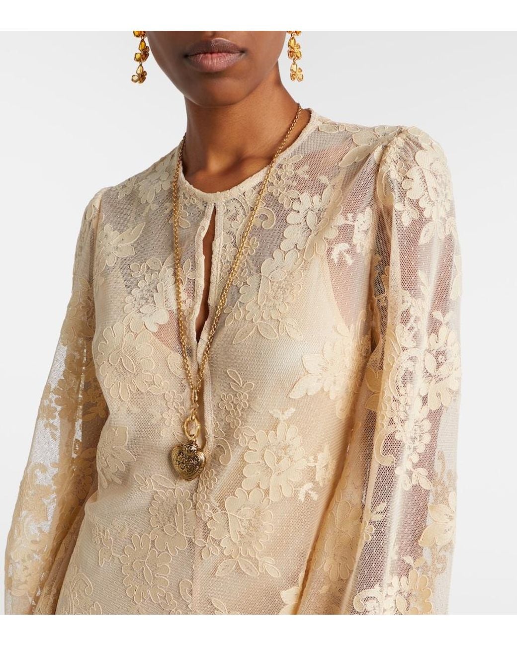 Zimmermann Natural Como Silk-Lined Lace Maxi Dress