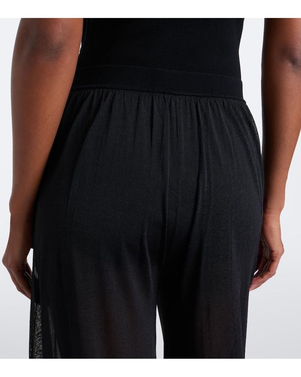 Jonathan Simkhai Black Flora Sheer Knit Balloon Pants