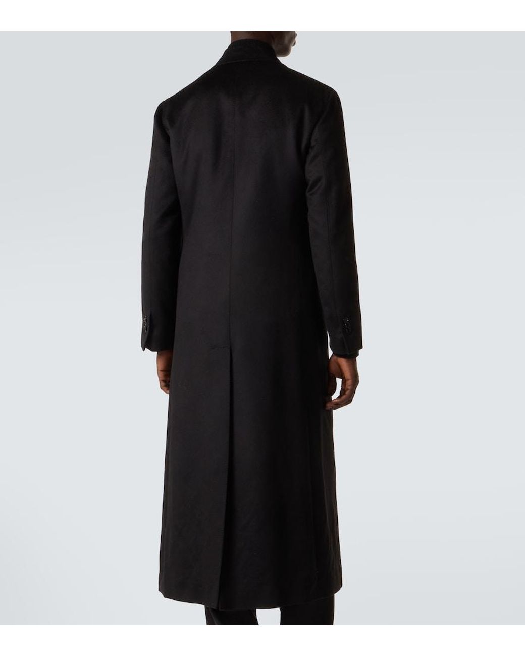Saman Amel Black Wool And Cashmere Overcoat for men