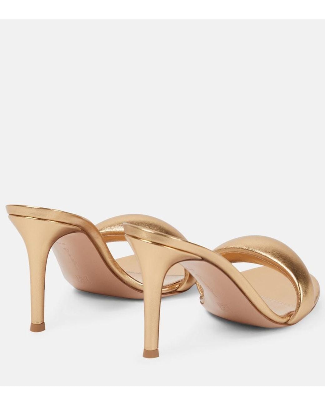 Gianvito Rossi Natural Bijoux 85 Metallic Leather Mules