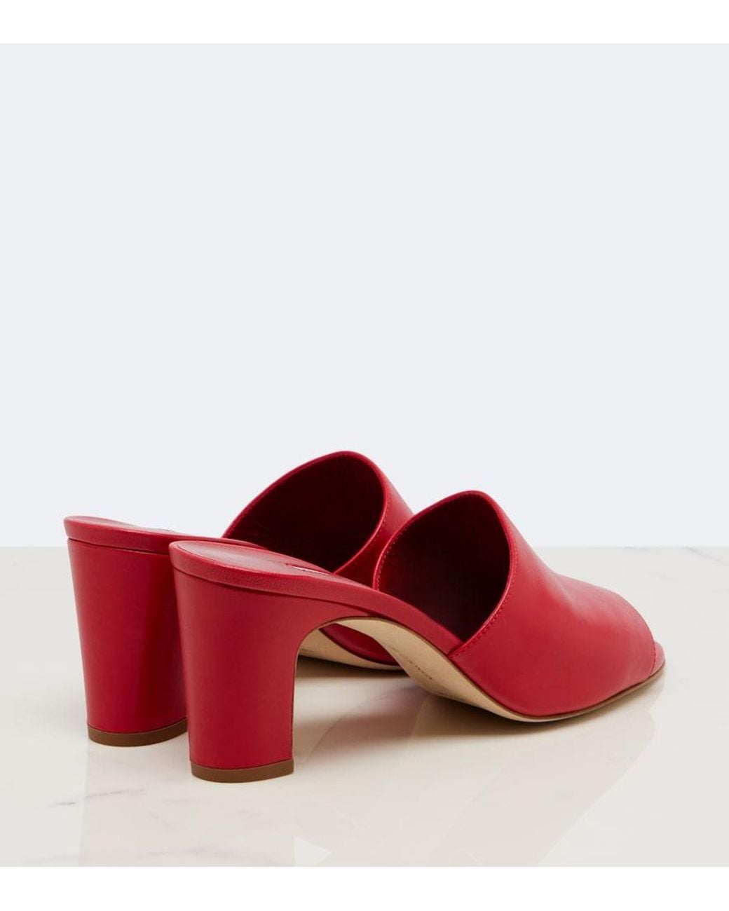 Manolo Blahnik Red Rapalla Leather Mules