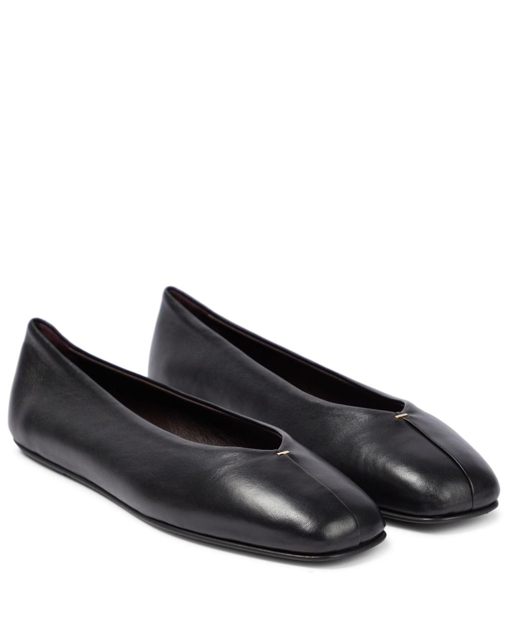 The Row Eva Leather Ballet Flats in Black | Lyst