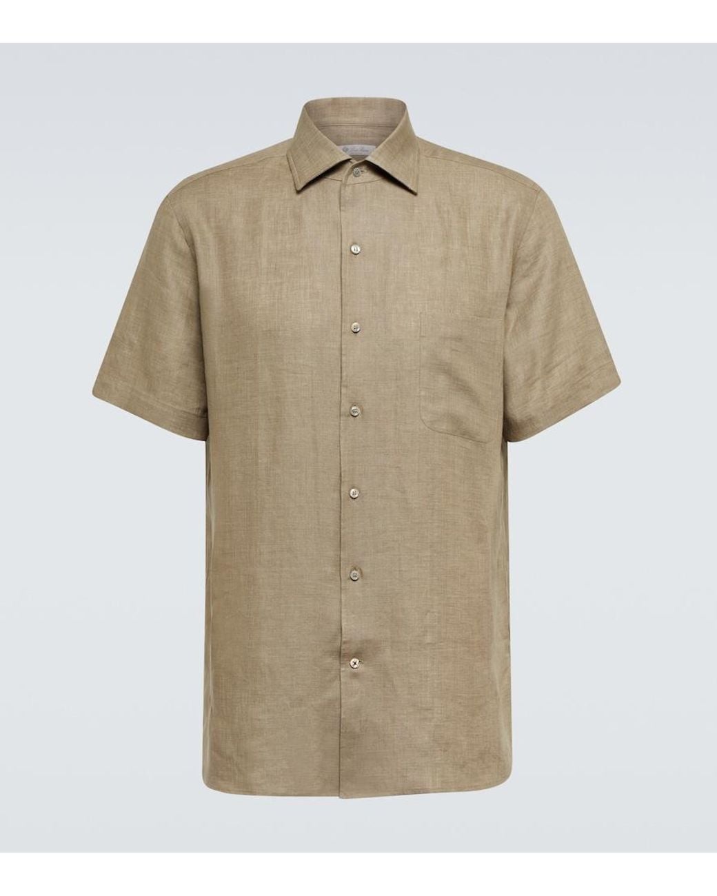 Loro Piana Natural Andre Linen Bowling Shirt for men