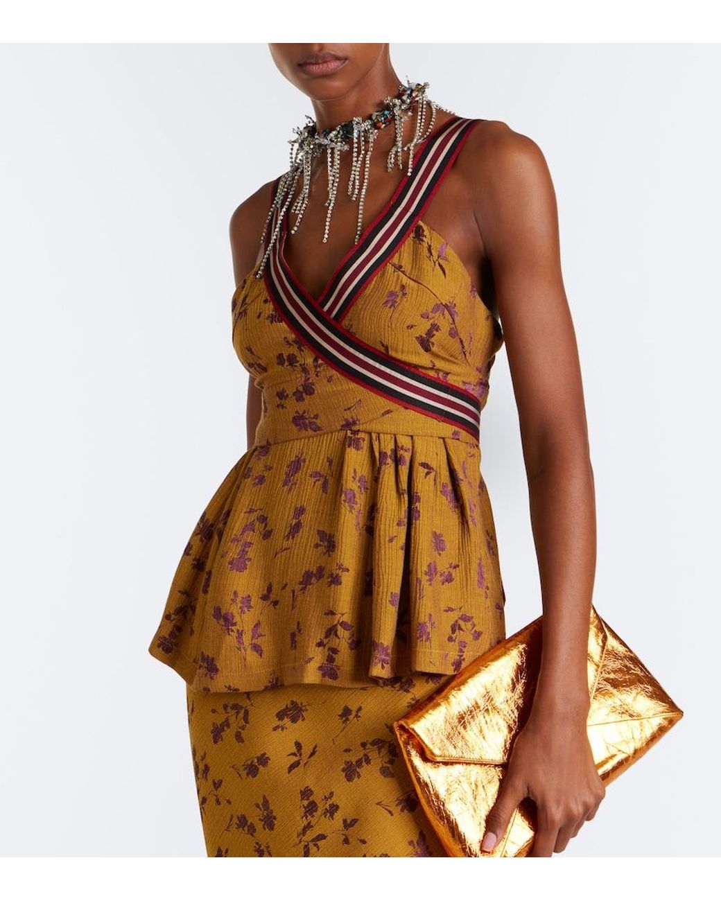 Dries Van Noten Brown Floral Top
