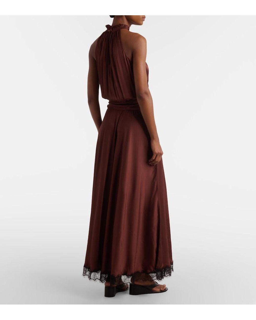 Poupette Red Nina Halterneck Satin Maxi Dress